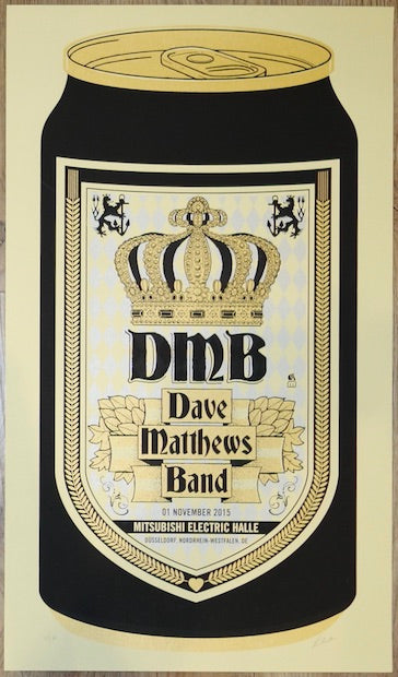 2015 Dave Matthews Band - Dusseldorf Silkscreen Concert Poster by Methane