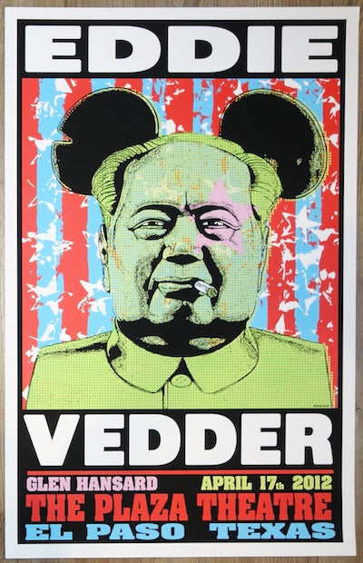 2012 Eddie Vedder - El Paso Silkscreen Concert Poster by Frank Kozik