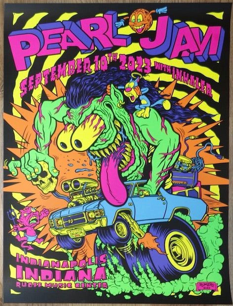 2023 Pearl Jam - Noblesville Silkscreen Concert Poster by Brian Romero