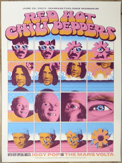 2023 Red Hot Chili Peppers - Mannheim Silkscreen Concert Poster by Max Loeffler