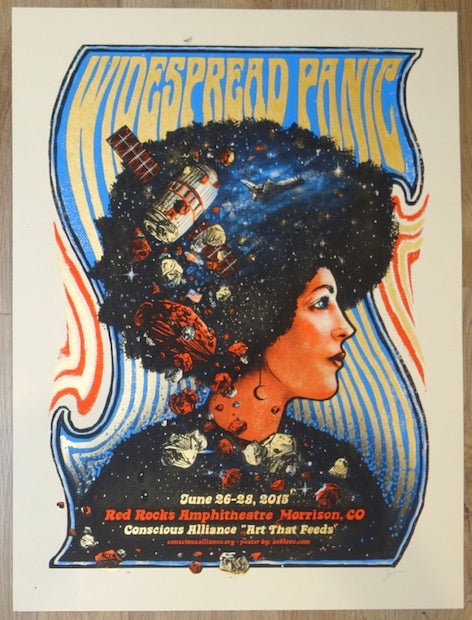 2015 Widespread Panic - Red Rocks Silkscreen Concert Poster by Zeb Love
