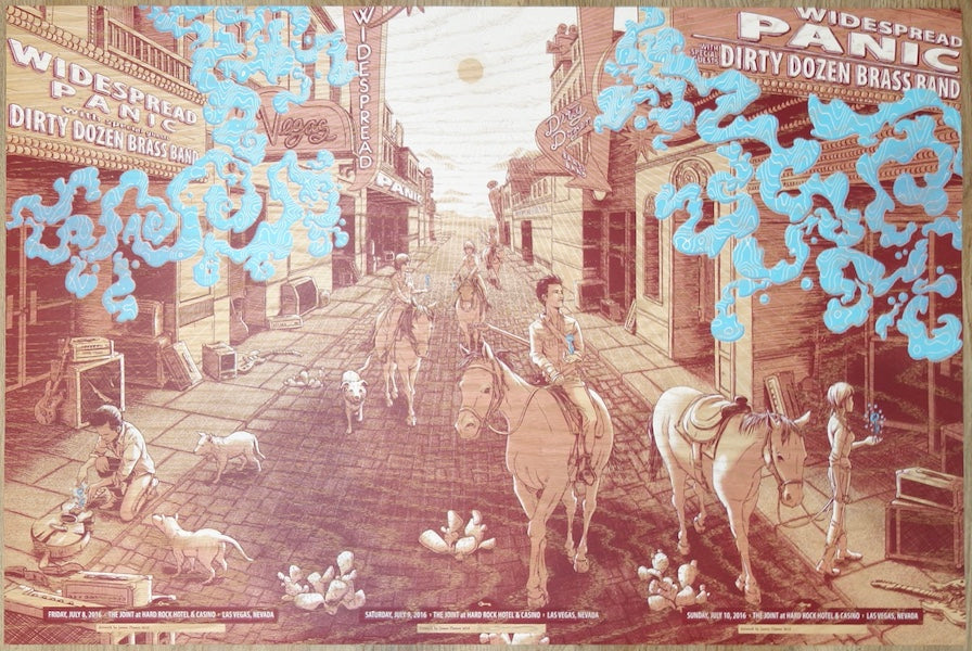 2016 Widespread Panic - Las Vegas Uncut Wood Variant Concert Poster by James Flames