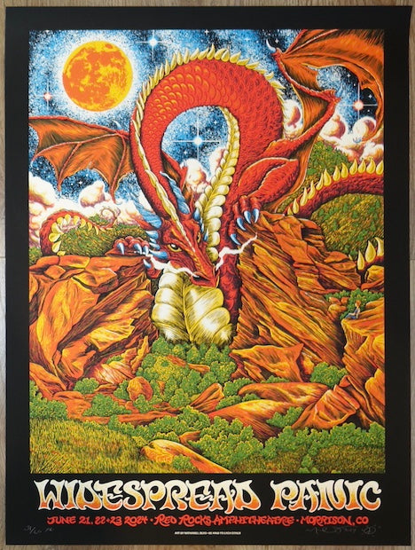 2024 Widespread Panic - Red Rocks Silkscreen Concert Poster by Nathaniel Deas
