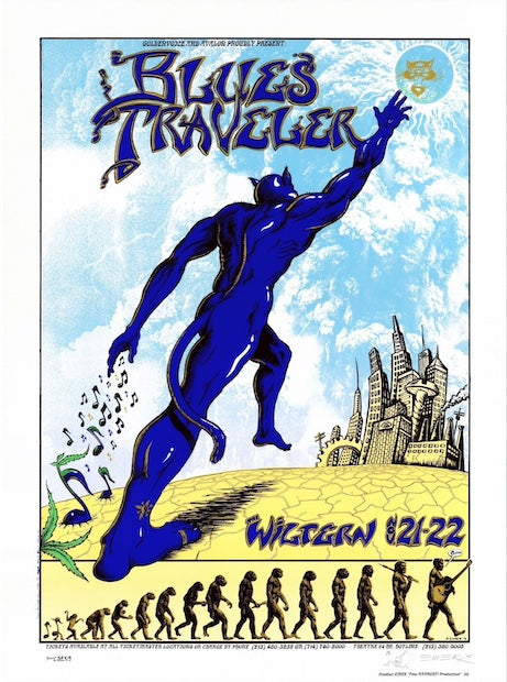 1995 Blues Traveler - Los Angeles Silkscreen Concert Poster by Emek