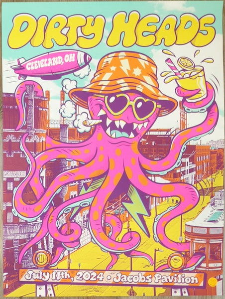 2024 Dirty Heads - Cleveland Silkscreen Concert Poster by Burrito