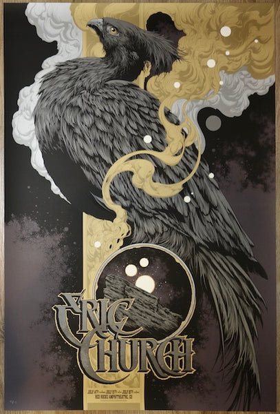 2025 Eric Church - Red Rocks Silver Variant Concert Poster by Ken