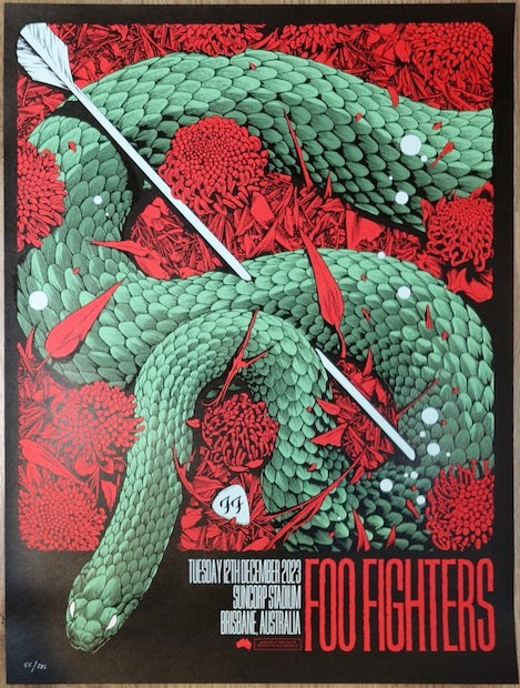 2023 Foo Fighters - Brisbane Silkscreen Concert Poster by Ken Taylor