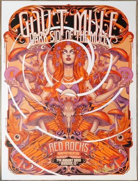 2023 Gov't Mule - Red Rocks Silkscreen Concert Poster by Wildner Lima