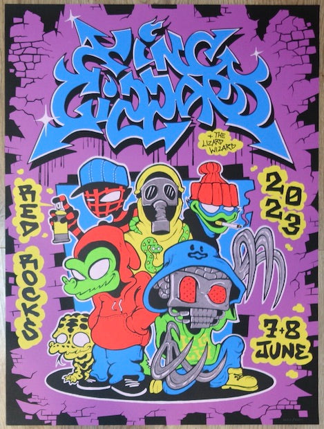 2023 King Gizzard - Red Rocks Purple Silkscreen Concert Poster by Jason Galea