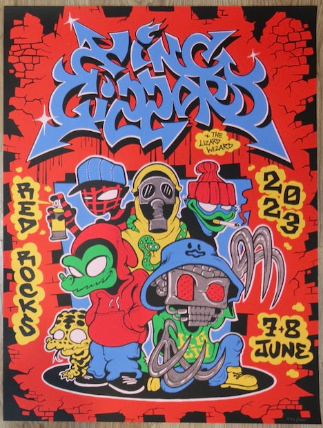 2023 King Gizzard - Red Rocks Red Silkscreen Concert Poster by Jason Galea