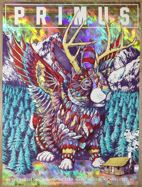 2018 Primus - Charlotte Foil Variant Concert Poster by Bioworkz