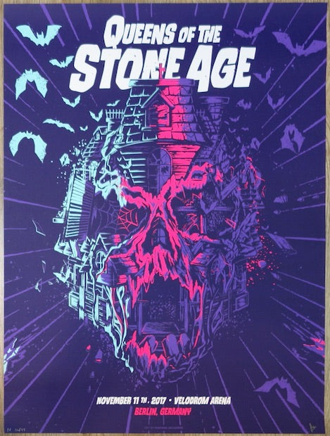 2017 Queens of the Stone Age - Berlin Silkscreen Concert Poster by Mariano Arcamone