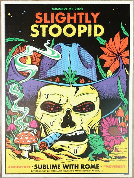 2023 Slightly Stoopid - Austin Silkscreen Concert Poster by Ivan