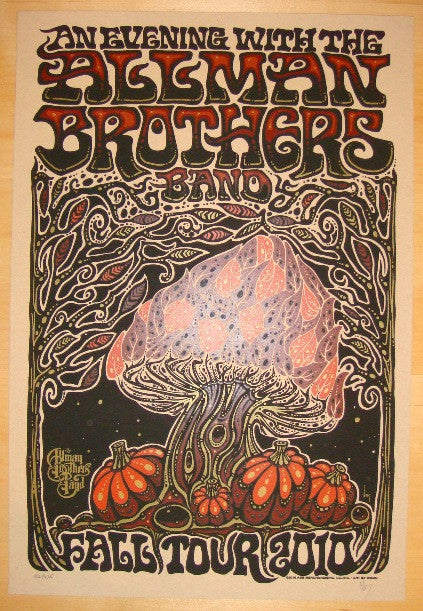2010 Allman Brothers - Fall Tour Silkscreen Concert Poster by Jeff Wood