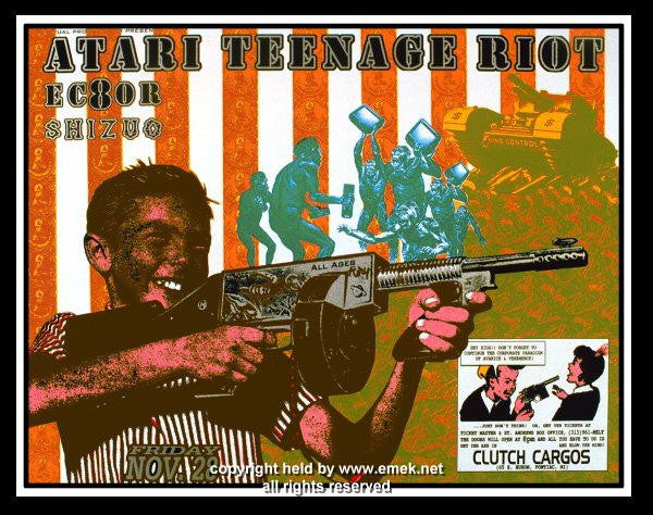 1997 Atari Teenage Riot - Pontiac Silkscreen Concert Poster by Emek