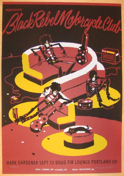 2005 Black Rebel Motorcycle Club - Portland Silkscreen Concert Poster by Guy Burwell
