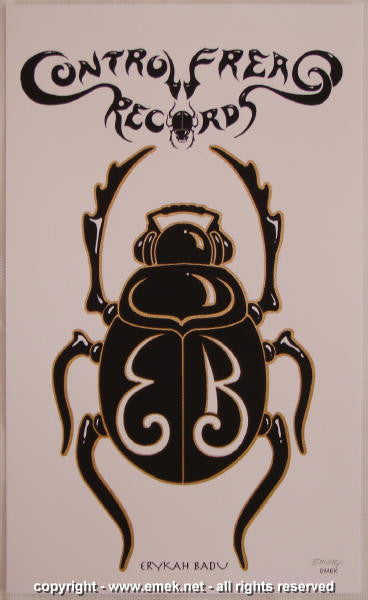 2007 Erykah Badu - White CFR Scarab Beetle Silkscreen Handbill by Emek