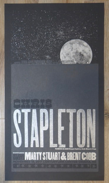 2017 Chris Stapleton - Omaha Letterpress Concert Poster by Brad Vetter