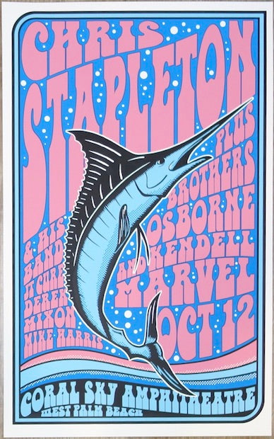 2019 Chris Stapleton - West Palm Beach Silkscreen Concert Poster by Mike King