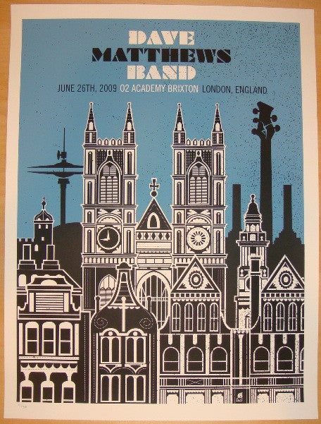 2009 Dave Matthews Band - London II Silkscreen Concert Poster by Methane