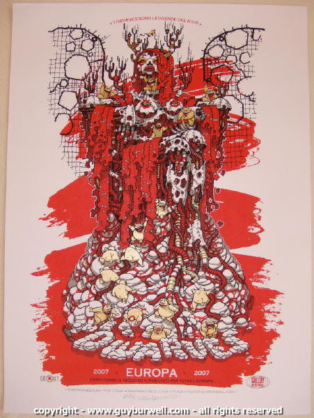 2007 The Dwarves - European Tour Silkscreen Concert Poster by Guy Burwell