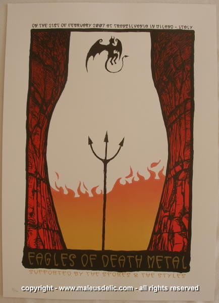 2007 Eagles of Death Metal - Milan Silkscreen Concert Poster by Malleus