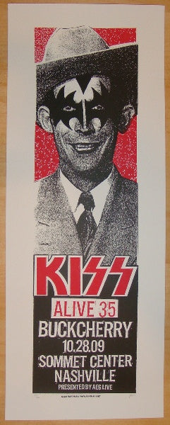 2009 Kiss - Nashville (Gene) Silkscreen Concert Poster by Print 2009 Kiss - Nashville (Gene) Silkscreen Concert Poster by Print