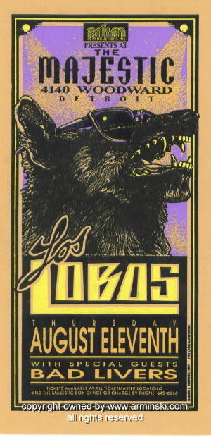 1994 Los Lobos - Detroit Silkscreen Concert Poster by Mark Arminski (MA-004)