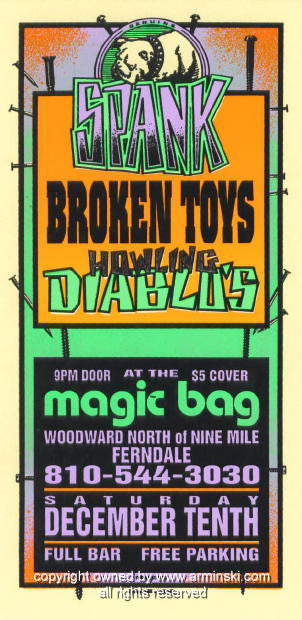 1994 Spank w/ Broken Toys - Ferndale Concert Handbill by Arminski (MA-016)
