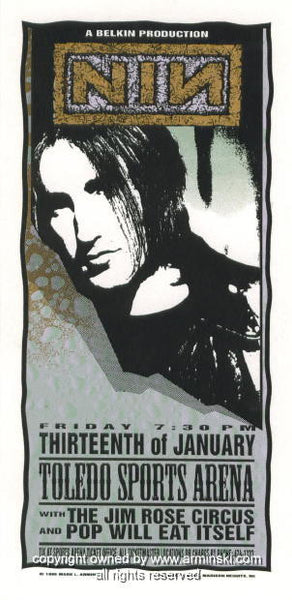 1995 Nine Inch Nails - Toledo Silkscreen Concert Poster by Mark