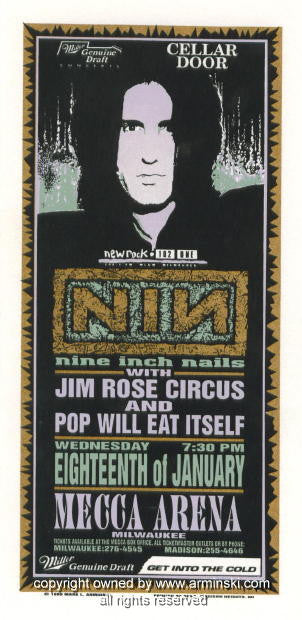 1995 Nine Inch Nails - Milwaukee Silkscreen Concert Poster by Mark Arminski (MA-019)