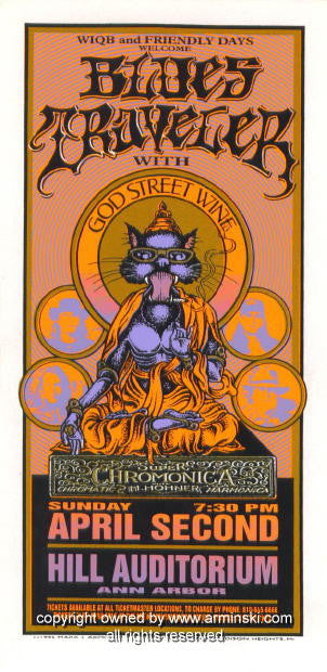 1995 Blues Traveler & God Street Wine - Ann Arbor Concert Handbill by Arminski (MA-029)