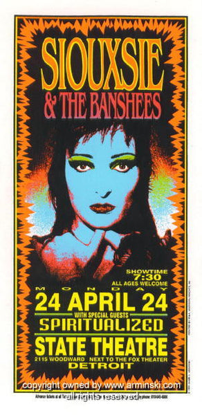 1995 Siouxsie and the Banshees - Detroit Concert Poster by Mark 1995 Siouxsie and the Banshees - Detroit Concert Poster by Mark