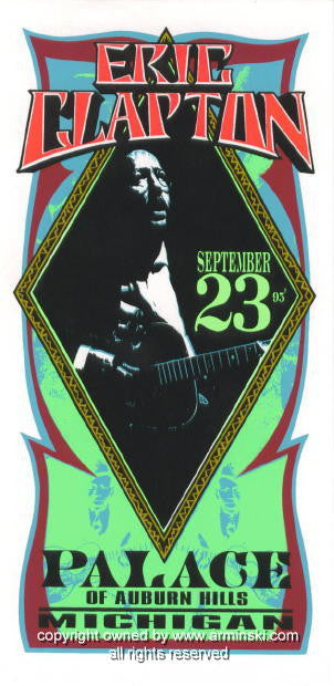 1995 Eric Clapton - Auburn Hills Concert Handbill by Mark Arminski (MA-043)