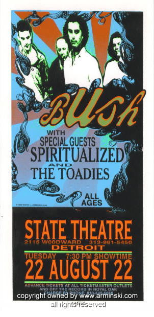 1995 Bush & the Toadies - Detroit Concert Poster by Mark Arminski (MA-046)