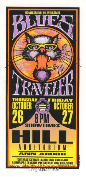 1995 Blues Traveler - Ann Arbor Silkscreen Concert Poster by Mark