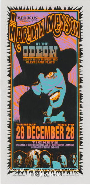 1995 Marilyn Manson - Cleveland Silkscreen Concert Handbill by