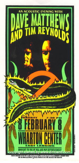 1996 Dave Matthews & Tim Reynolds - East Lancing Handbill by Arminski (MA-9601)