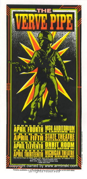 1996 Verve Pipe - Michigan Silkscreen Concert Poster by Mark Arminski (MA-9608)
