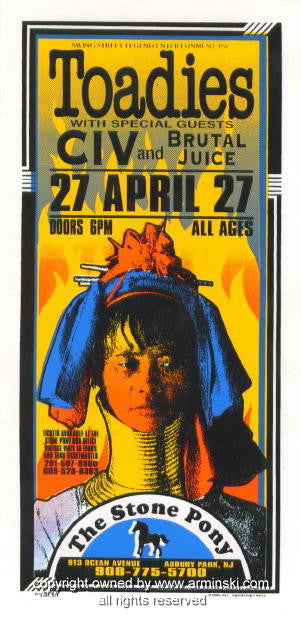 1996 Toadies w/ CIV - Asbury Park Concert Poster by Mark Arminski (MA-9614)