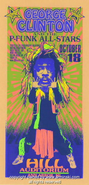 1996 George Clinton P-Funk - Ann Arbor Concert Poster by Mark 1996 George Clinton P-Funk - Ann Arbor Concert Poster by Mark