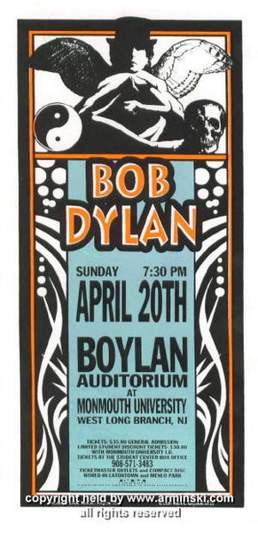 ミュージシャン bob dylan concert poster 1997 taz 1997 Bob Dylan - West Long Branch Concert Poster by Mark Arminski