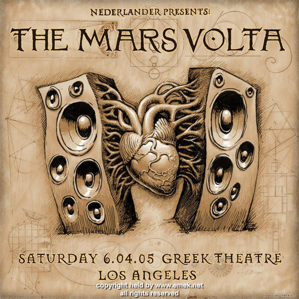 2005 The Mars Volta - Los Angeles Silkscreen Concert Poster by Emek