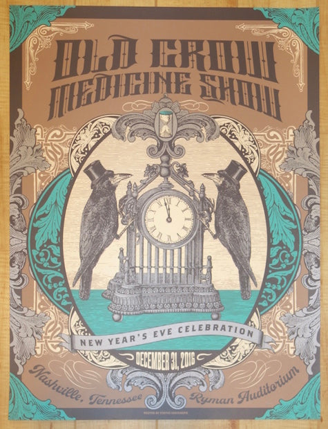 2016 Old Crow Medicine Show - NYE Nashville Silkscreen Concert Poster by Status