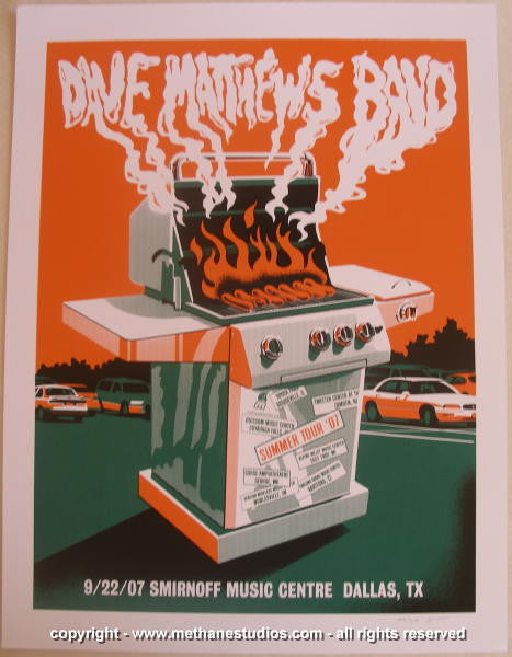 2007 Dave Matthews Band - Dallas Silkscreen Concert Poster by Methane