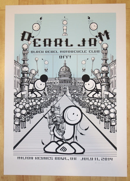 2014 Pearl Jam - Milton Keynes Silkscreen Concert Poster by The London Police AP