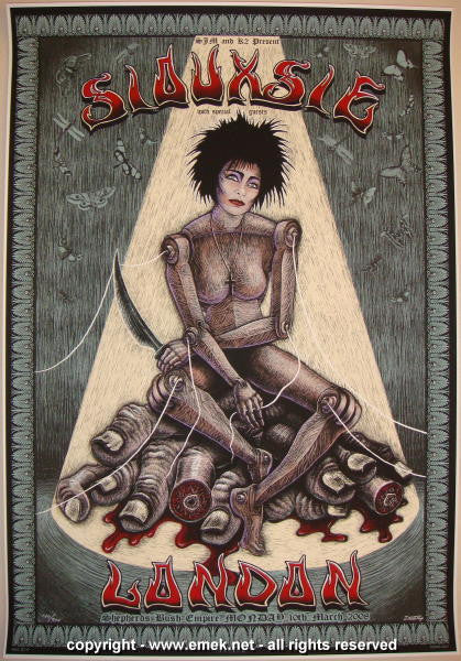 2008 Siouxsie - London Green Silkscreen Concert Poster by Emek