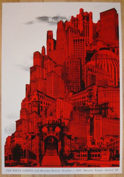 2005 The White Stripes - Detroit II Silkscreen Concert Poster by Rob Jones