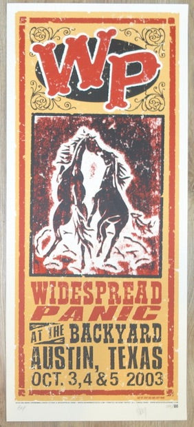 2003 Widespread Panic - Austin Silkscreen Concert Poster by Jeff Wood & Judy Gex