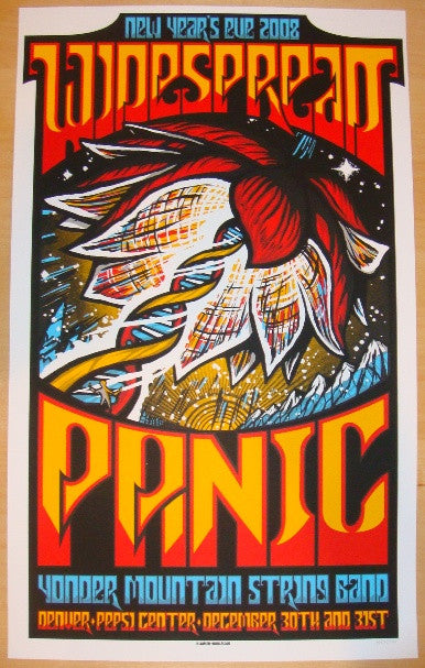 2008 Widespread Panic - Denver NYE Silkscreen Concert Poster by Brad Klausen
